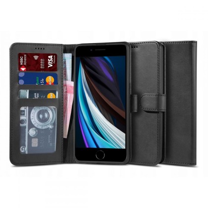 Кожен тефтер за iPhone 7 / 8 / SE от Tech-Protect Wallet - Черен