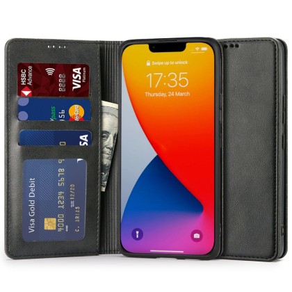 Кожен тефтер за iPhone 14 Plus от Tech-Protect Wallet Magnet - Черен