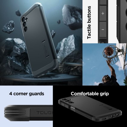 Удароустойчив, твърд кейс за Samsung Galaxy A14 4G/LTE от Spigen Tough Armor - Черен