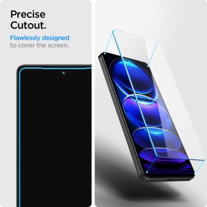 2 броя стъклени протектори за дисплей на Xiaomi Redmi Note 12 Pro 5G / 12 Pro+ Plus 5G / Poco X5 Pro 5G от Spigen Glass Tr. Slim - Прозрачни