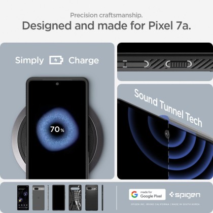 Удароустойчив, силиконов кейс за Google Pixel 7a от Spigen Liquid Air - Черен