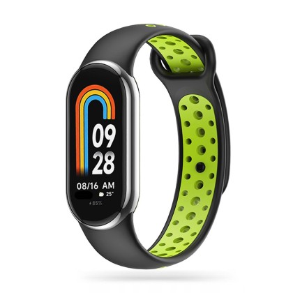 Силиконова каишка за Xiaomi Smart Band 8 / 8 NFC от Tech-Protect SoftBand - Black/Lime