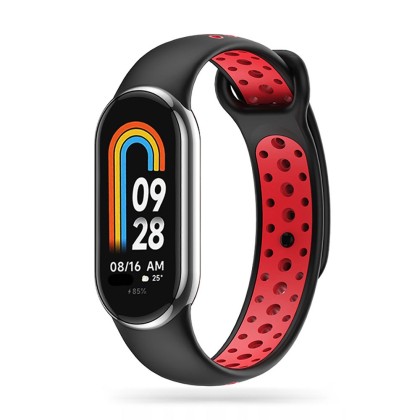 Силиконова каишка за Xiaomi Smart Band 8 / 8 NFC от Tech-Protect SoftBand - Черен/Червен