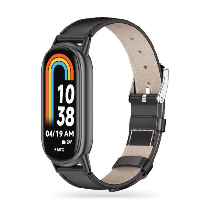 Кожена каишка за Xiaomi Smart Band 8 / 8 NFC от Tech-Protect Leatherfit - Черен