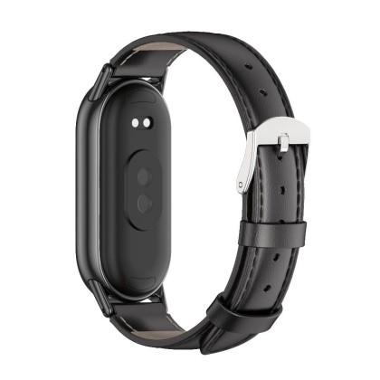 Кожена каишка за Xiaomi Smart Band 8 / 8 NFC от Tech-Protect Leatherfit - Черен