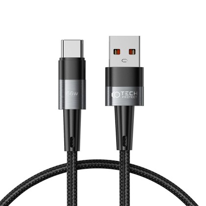 Кабел за зареждане USB-A / USB-C с 66W / 6A от Tech-Protect Ultraboost 25см - сив