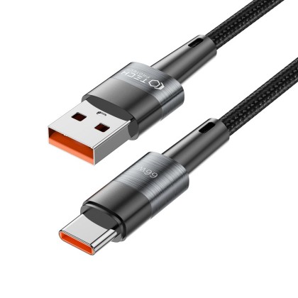 Кабел за зареждане USB-A / USB-C с 66W / 6A от Tech-Protect Ultraboost 25см - сив