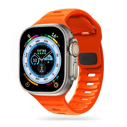 Силиконова каишка за часовник Apple Watch 4 / 5 / 6 / 7 / 8 / SE / Ultra 1/2 (42/44/45/49 mm) от Tech-Protect IconBand Line - Оранжева