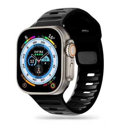 Силиконова каишка за часовник Apple Watch 4 / 5 / 6 / 7 / 8 / SE / Ultra 1/2 (42/44/45/49 mm) от Tech-Protect IconBand Line - Черна