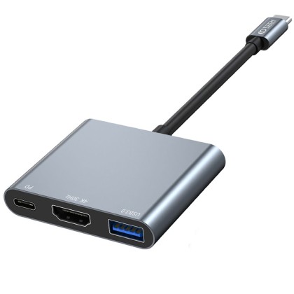 Адаптер 3 в 1 за лаптопи с USB Type - C вход от Tech Protect V1-HUB 3 in 1 - Сив