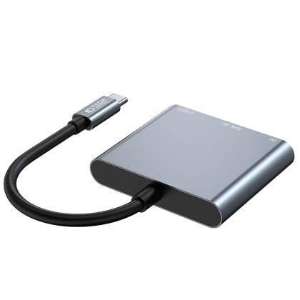Адаптер 3 в 1 за лаптопи с USB Type - C вход от Tech Protect V1-HUB 3 in 1 - Сив