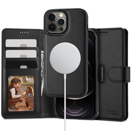 Кожен тефтер с MagSafe за iPhone 12 / 12 Pro от Tech-Protect Wallet MagSafe - Черен