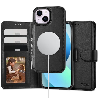 Кожен тефтер с MagSafe за iPhone 13 от Tech-Protect Wallet MagSafe - Черен