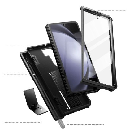 360 градусов калъф за Samsung Galaxy Z Fold 5 от Tech-Protect Kevlar Pro Pen - Черен