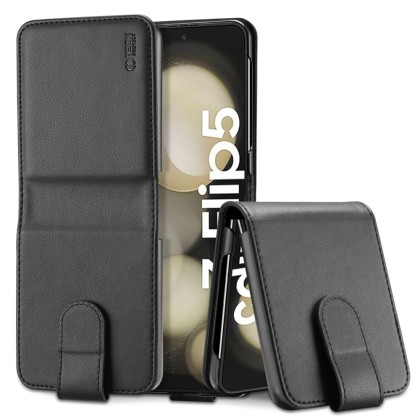 Кожен тефтер за Samsung Galaxy Z Flip 5 от Tech-Protect Wallet - Черен