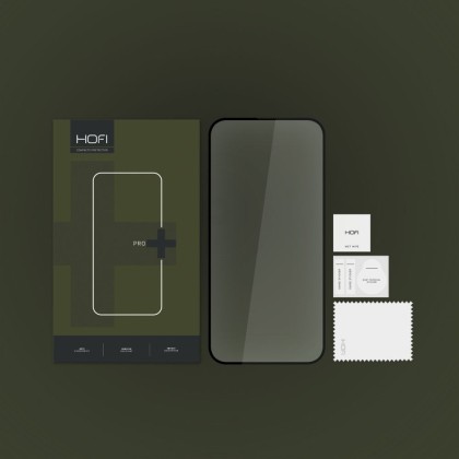 Стъклен протектор FULL GLUE за iPhone 15 Plus от Hofi Glass Pro+ - Черен