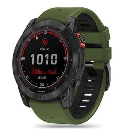 Силиконова каишка за Garmin Fenix 3 / 3hr / 5x  / 5x Plus / 6x / 6x Pro / 7x от Tech-Protect IconBand Pro - Army  Green/Черна