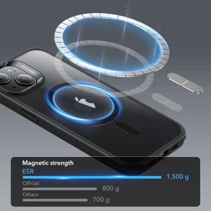 Удароустойчив кейс с MagSafe за iPhone 15 Plus от ESR CH Halolock - Прозрачен с черно