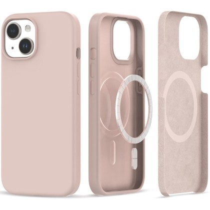Твърд силиконов кейс с MagSafe за iPhone 15 от Tech-Protect Silicone - Candy Pink