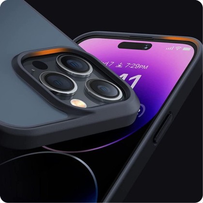 Твърд кейс за iPhone 15 Pro Max от Tech-Protect Magmat - Прозрачен/Черен
