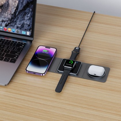 TECH-PROTECT QI15W-A31 3IN1 MAGNETIC MAGSAFE WIRELESS CHARGER BLACK