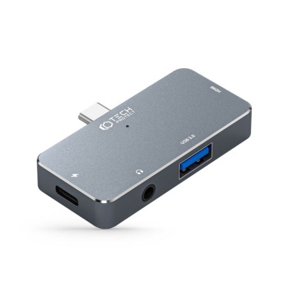 Адаптер 4 в 1 с USB-C от Tech Protect V6-HUB - Сив