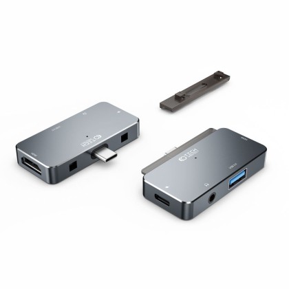 Адаптер 4 в 1 с USB-C от Tech Protect V6-HUB - Сив