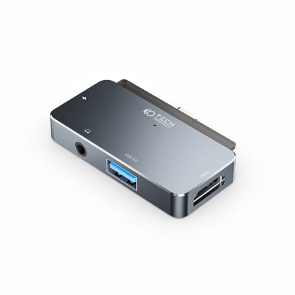 Адаптер 4 в 1 с USB-C от Tech Protect V6-HUB - Сив