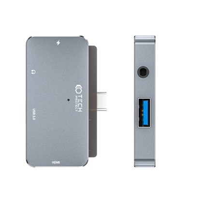 Адаптер 4 в 1 с USB-C от Tech Protect V6-HUB - Сив