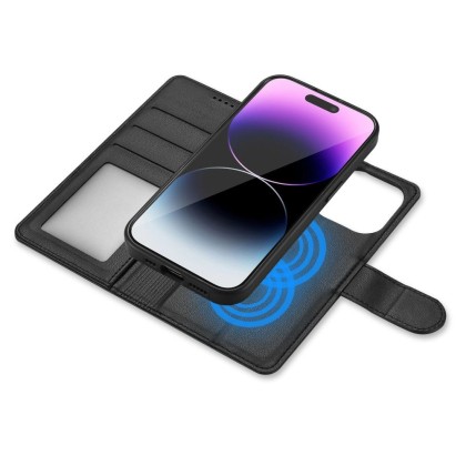 Кожен тефтер с MagSafe за iPhone 15 Plus от Tech-Protect Wallet MagSafe - Черен