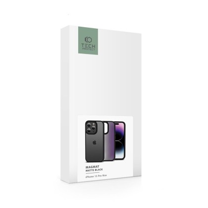 Твърд кейс за iPhone 15 Pro Max от Tech-Protect Magmat - Черен мат