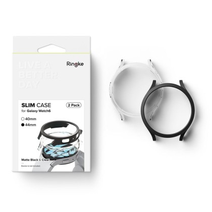 2 бр. тънки калъфи за Samsung Galaxy Watch 6 (44mm) от Ringke Slim 2-Pack - Прозрачен и чeрен