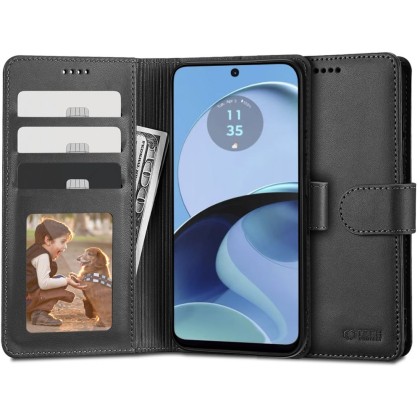 Кожен тефтер за Motorola Moto G14 от Tech-Protect Wallet - Черен