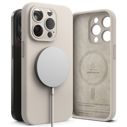 Силиконов кейс с MagSafe за iPhone 15 Pro Max от Ringke Silicone Magnetic - Stone