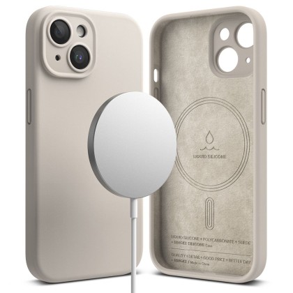 Силиконов кейс с MagSafe за iPhone 15 от Ringke Silicone Magnetic - Stone