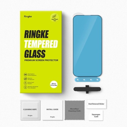 Стъклен протектор за iPhone 15 Pro Max от Ringke TG - Черен