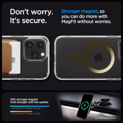 Удароустойчив кейс с MagSafe пръстен за iPhone 15 Pro Max от Spigen Ultra Hybrid Mag - Златист