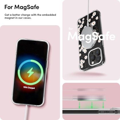 Удароустойчив кейс с MagSafe за iPhone 15 Pro Max от Spigen Cyrill Cecile Mag - White Daisy