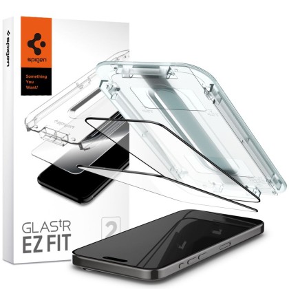 2 броя стъклени протектори за дисплей на iPhone 15 Pro Max от Spigen Glas.TR 