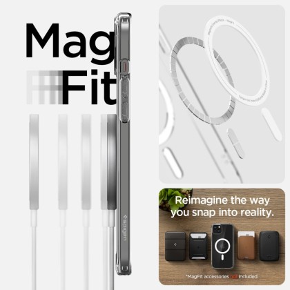 Удароустойчив кейс с MagSafe пръстен за iPhone 15 Plus от Spigen Ultra Hybrid Mag - Бял