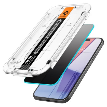 2 броя стъклени протектори за дисплей на iPhone 15 Plus от Spigen Glas.TR 