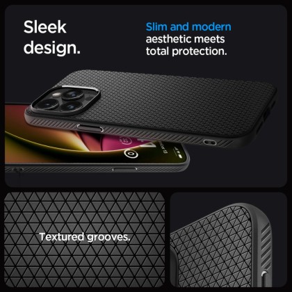 Силиконов кейс за iPhone 15 Pro от Spigen Liquid Air - Черен мат