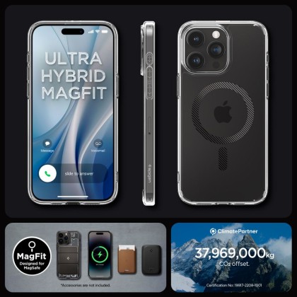 Удароустойчив кейс с MagSafe пръстен за iPhone 15 Pro от Spigen Ultra Hybrid Mag - Carbon Fiber