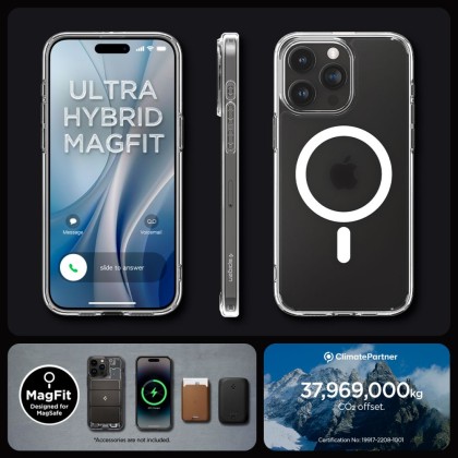 Удароустойчив кейс с MagSafe пръстен за iPhone 15 Pro от Spigen Ultra Hybrid Mag - Матов