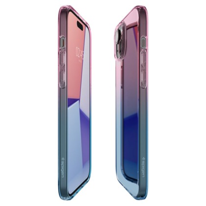 Удароустойчив, силиконов кейс за iPhone 15 от Spigen Liquid Crystal - Gradation Pink