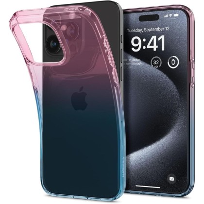 Удароустойчив, силиконов кейс за iPhone 15 Pro от Spigen Liquid Crystal - Gradation Pink