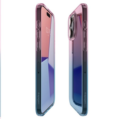 Удароустойчив, силиконов кейс за iPhone 15 Pro от Spigen Liquid Crystal - Gradation Pink