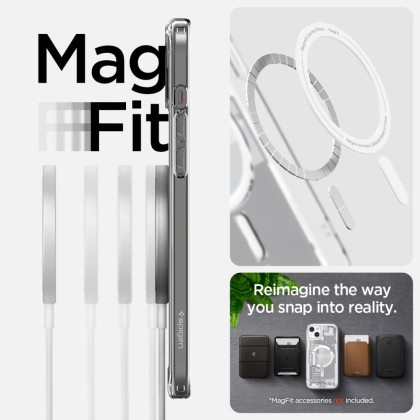 Удароустойчив кейс с MagSafe пръстен за iPhone 15 Plus от Spigen Ultra Hybrid Mag Zero One - Бял