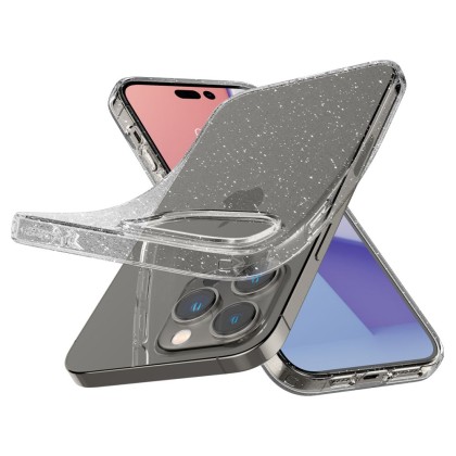 Удароустойчив, силиконов кейс за iPhone 14 Pro от Spigen Liquid Crystal - Glitter Crystal