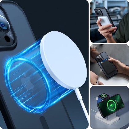 Твърд кейс с MagSafe пръстен за iPhone 7 / 8 / SE 2020-2022 от Tech-Protect MagMat - Прозрачен/Черен